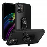 Wholesale Clear Armor 360 Ring Stand Case with Magnetic Metal Plate for iPhone 11 6.1 (Black)